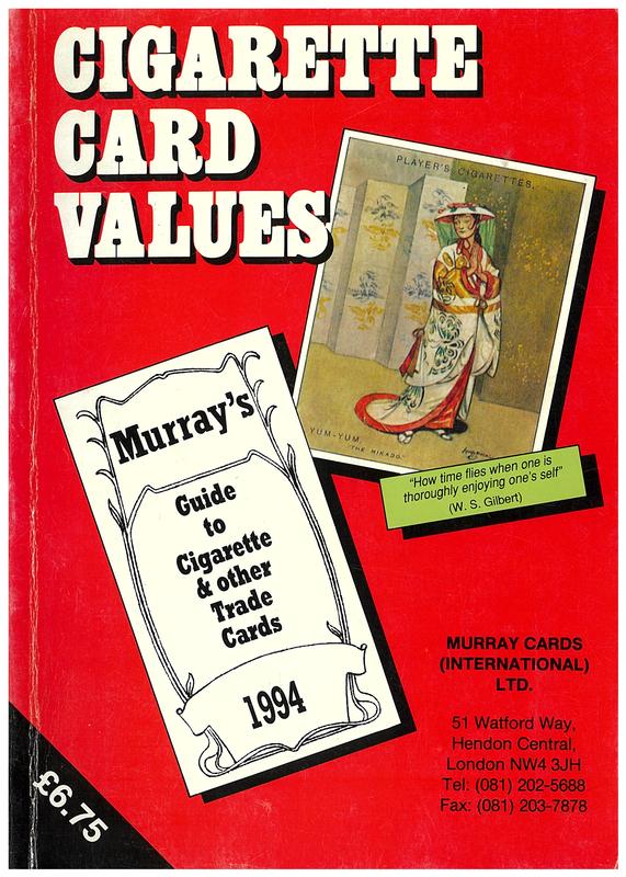 Cigarette card values : 1994 catalogue of cigarette and other trade cards / Murray Cards (International) cover