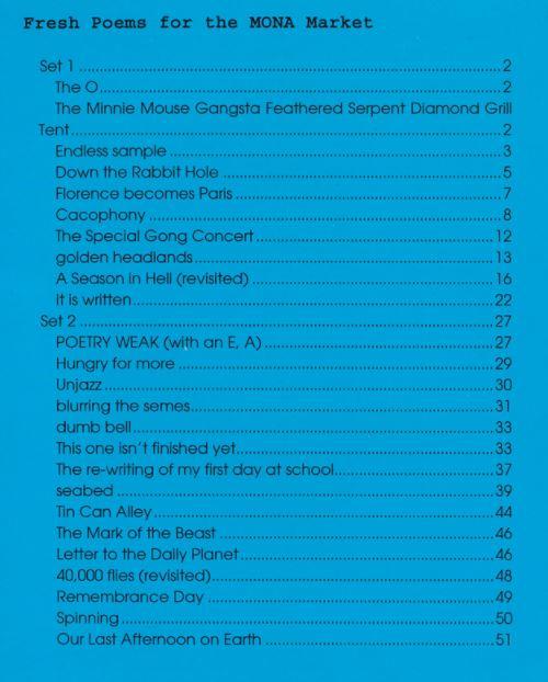 Fresh poems for the MONA market cover