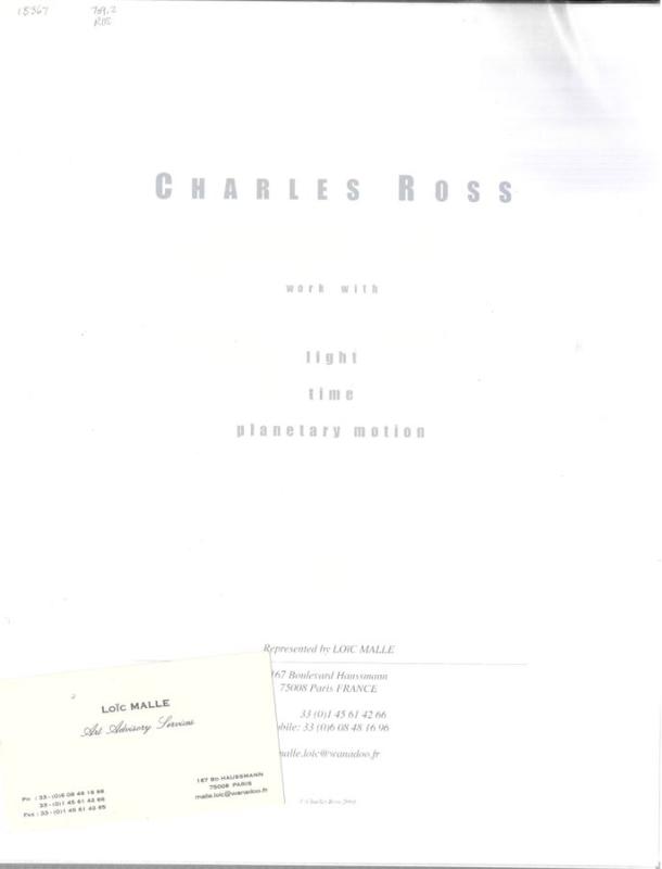 Charles Ross : work with light, time, planetary motion cover