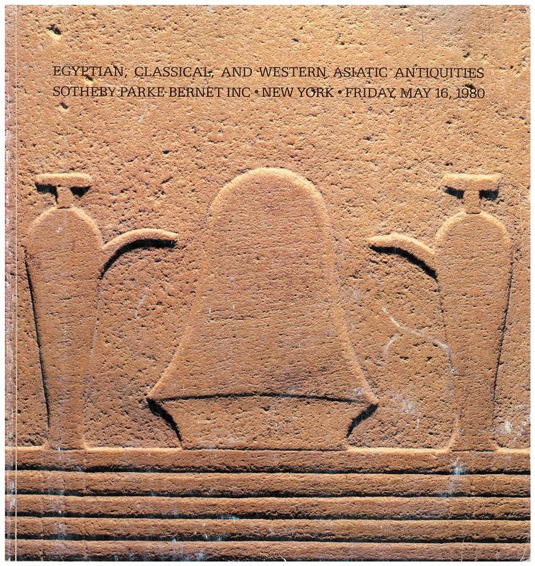 Important Egyptian, classical, and western Asiatic antiquities ... : Friday, May 16, 1980 / Sotheby Parke Bernet cover