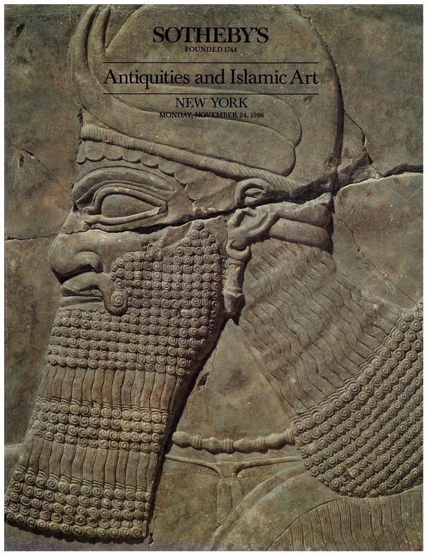 Egyptian, Greek, Etruscan, Roman and western Asiatic antiquities and Islamic works of art ... : Monday, November 24, 1986 / Sotheby's cover