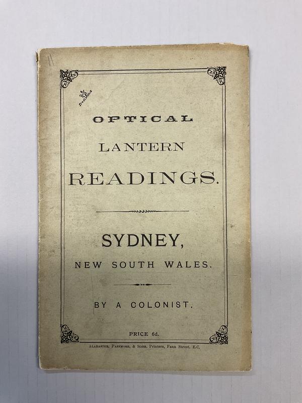 Optical lantern readings : Sydney, New South Wales / by a colonist [attributed to Charles Kerry] cover