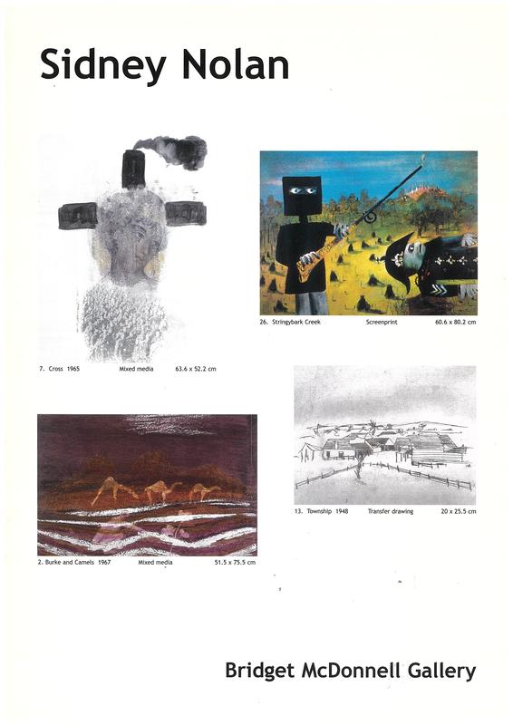 Sidney Nolan : works on paper : 9th to 26th August 2001 / Bridget McDonnell Gallery cover