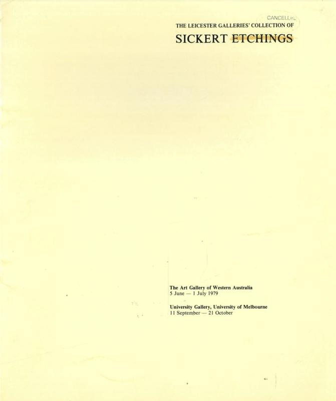 The Leicester Galleries' collection of Sickert etchings cover