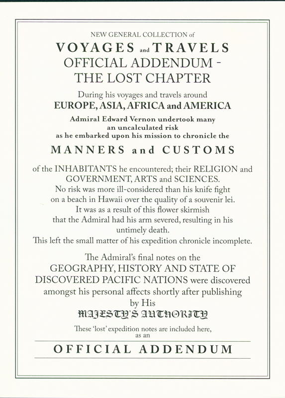 New general collection of voyages and travels : official addendum : the lost chapter / [conceived by Kirsha Kaechele?] cover