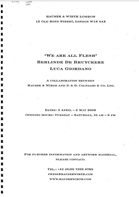 "We are all flesh" : Berlinde De Bruyckere, Luca Giordano / collaboration between Hauser & Wirth and P. & D. Colnaghi & Co. Ltd cover
