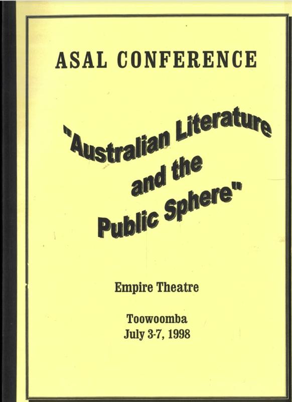 ASAL conference : Australian literature and the public sphere cover