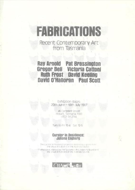 Fabrications : recent contemporary art from Tasmania / curator in residence, Juliana Engberg cover
