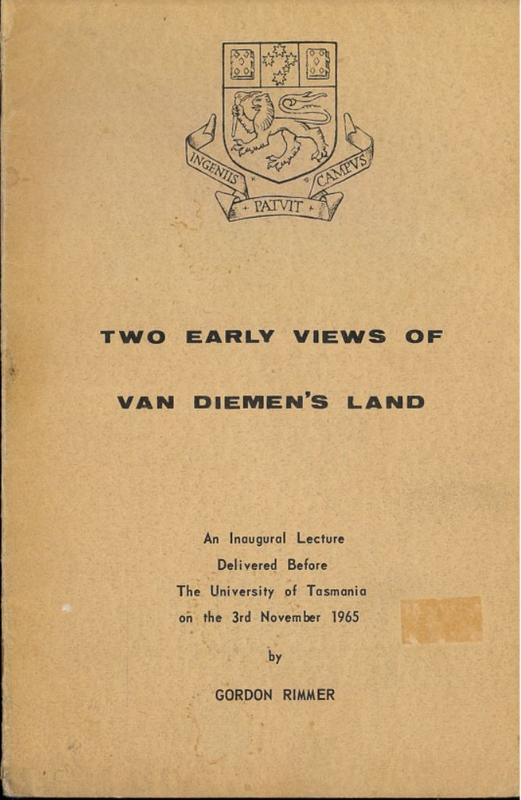 Two early views of Van Diemen's Land / by Gordon Rimmer cover