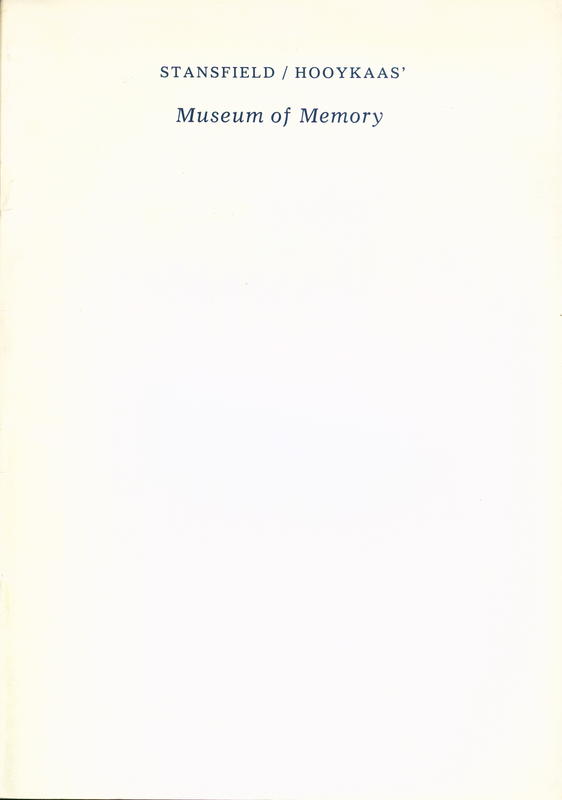 Stansfield / Hooykaas : Museum of Memory cover