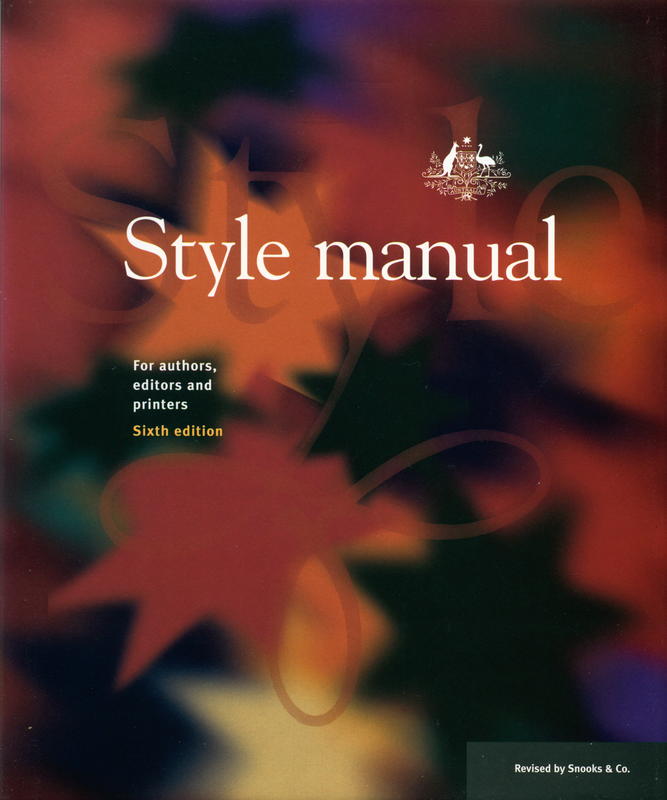 Style manual for authors, editors and printers cover