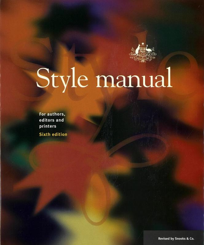 Style manual for authors, editors and printers cover