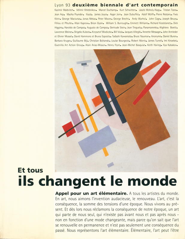Et tous ils changent le monde / 2ème Biennale d'art contemporain, Halle Tony Garnier, 3 septembre-13 octobre 1993, Lyon cover