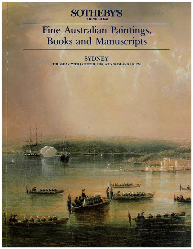 Fine Australian paintings, books and manuscripts : Thursday 29th October, 1987 / Sotheby's cover