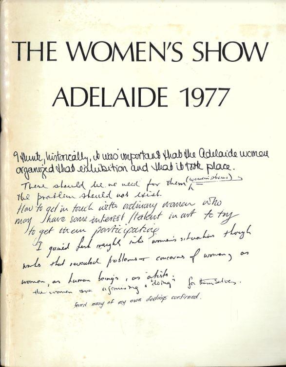 The Women's Show Adelaide 1977 documentation / [introduction by Karilyn Brown and Maris Flashtig] cover