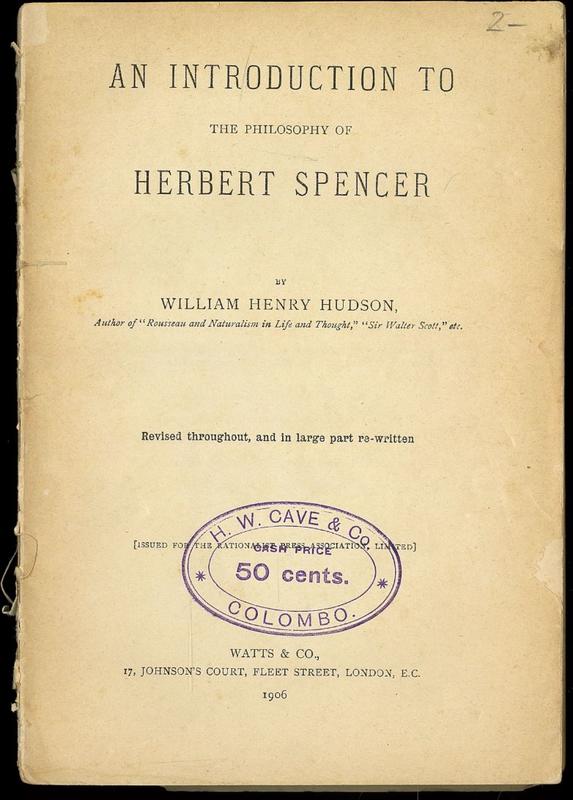 An introduction to the philosophy of Herbert Spencer / by William Henry Hudson cover