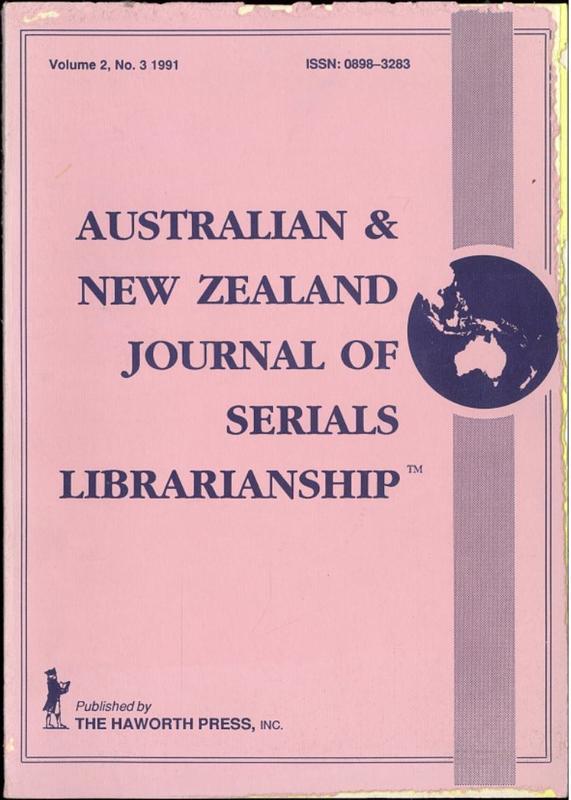 Australian & New Zealand journal of serials librarianship cover