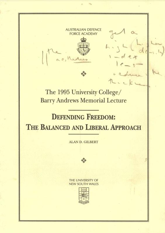 Defending freedom : the balanced and liberal approach / Alan D. Gilbert cover