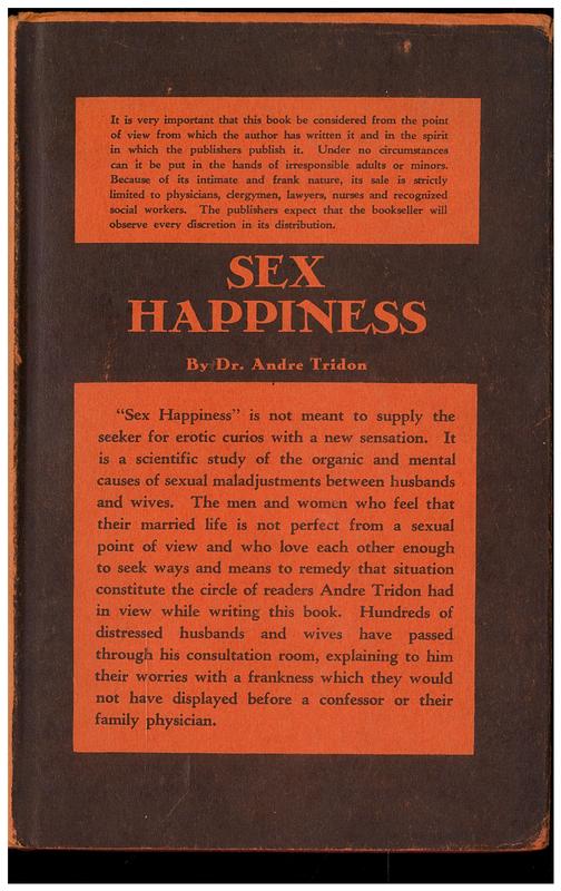 Sex happiness / by André Tridon cover