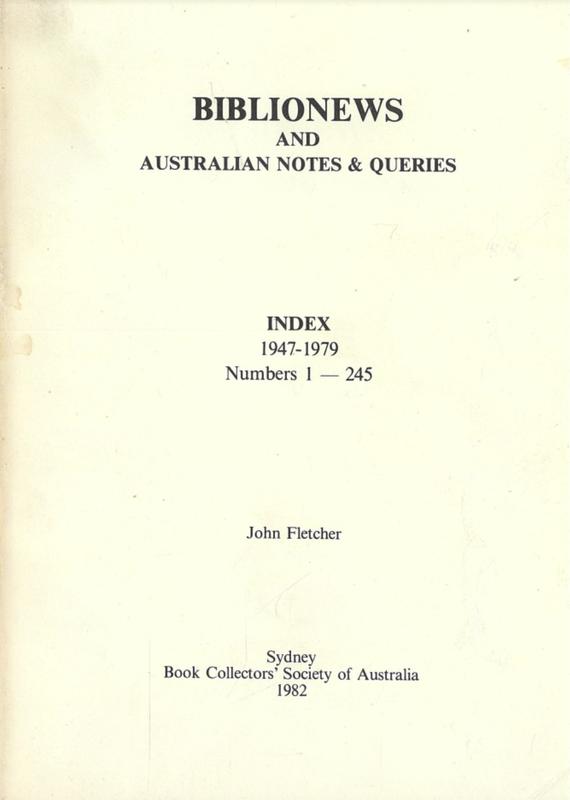 Biblionews and Australian notes & queries : Index, 1947-1979, Numbers 1-245 cover