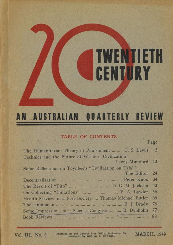 Twentieth Century : an Australian Quarterly review cover