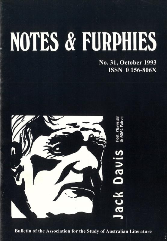 Notes & furphies : bulletin of the association for the study of Australian literature cover