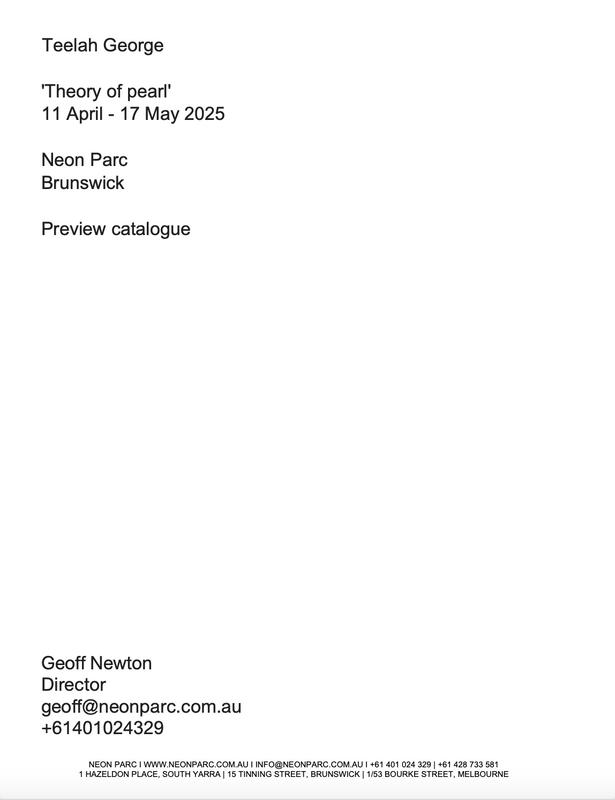 Teelah George : theory of pearl, 11 April - 17 May 2025 cover