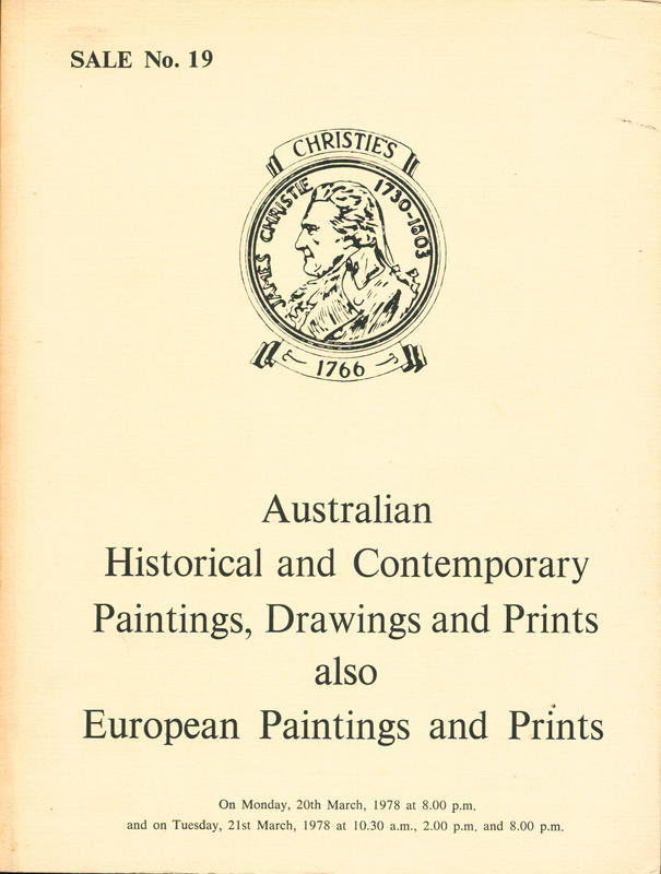 Australian historical and contemporary paintings, drawings and prints, also European paintings and prints : Monday, 20th March, 1978 and Tuesday, 21st March 1978 / Christie, Manson & Woods cover