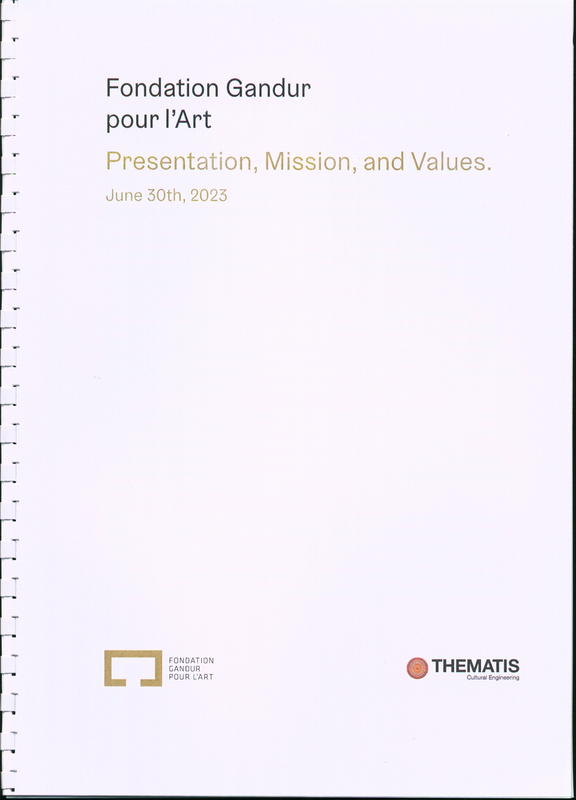 Fondation Gandur pour l'Art : presentation, mission, and values : June 30th, 2023 cover