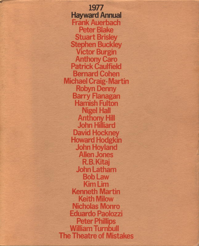 1977 Hayward Annual : current British art selected by Michael Compton, Howard Hodgkin and William Turnbull cover