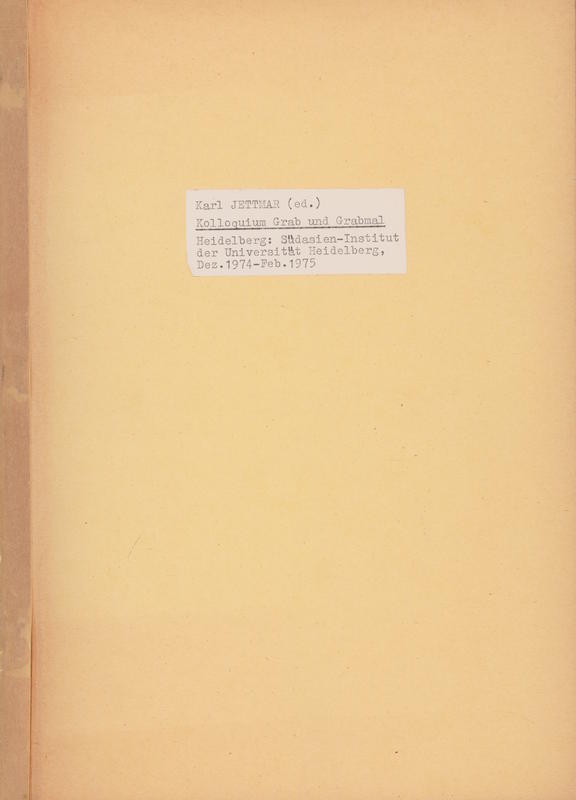 Grave monuments and burial modes in Han China / Magdalene von Dewall. Grab und Grabmal / Karl Jettmar. cover