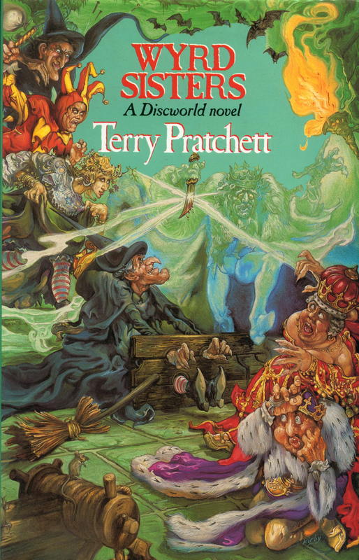 Wyrd sisters : (starring three witches, also kings, daggers, crowns, storms, dwarfs, cats, ghosts, spectres, apes, bandits, demons, forests, heirs, jesters, tortures, trolls, turntables, gerneral rejoicing and drivers alarums)  / by Terry Pratchett cover