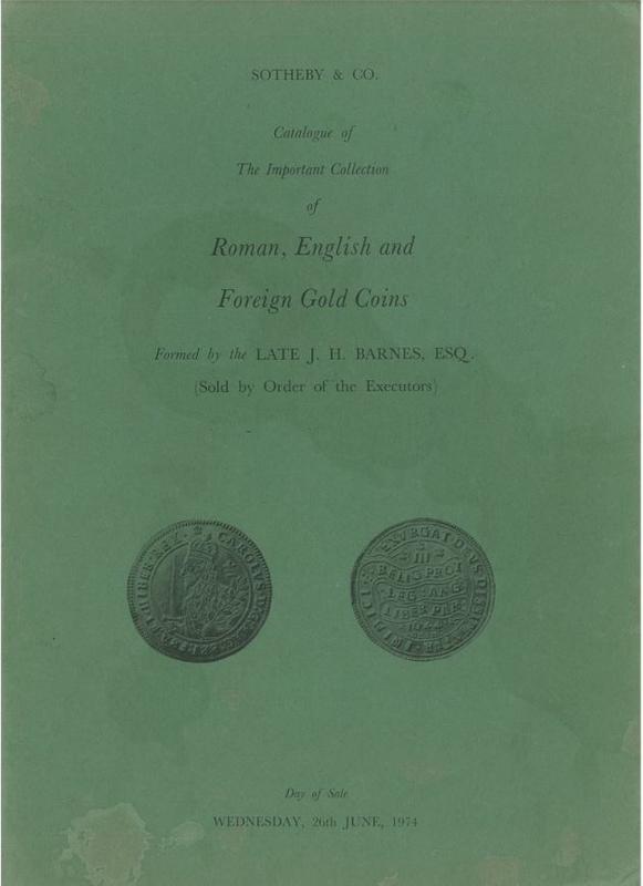 Catalogue of the important collection of Roman, English and foreign gold coins formed by the late J. H. Barnes, esq. cover