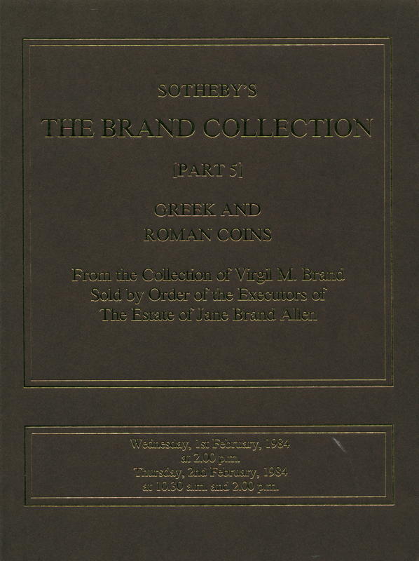Catalogue of the Brand Collection : part 5 : Greek and Roman coins cover