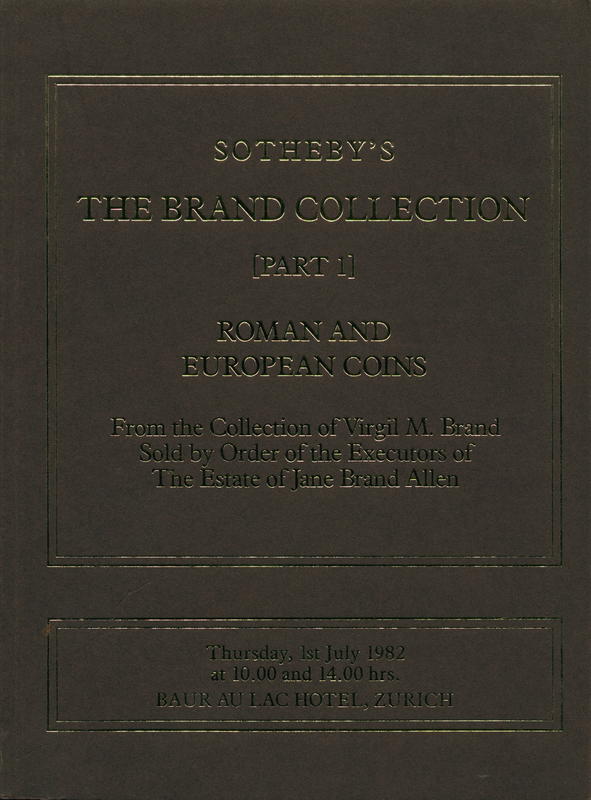 Catalogue of the Brand Collection : part 1 : Roman and European coins cover