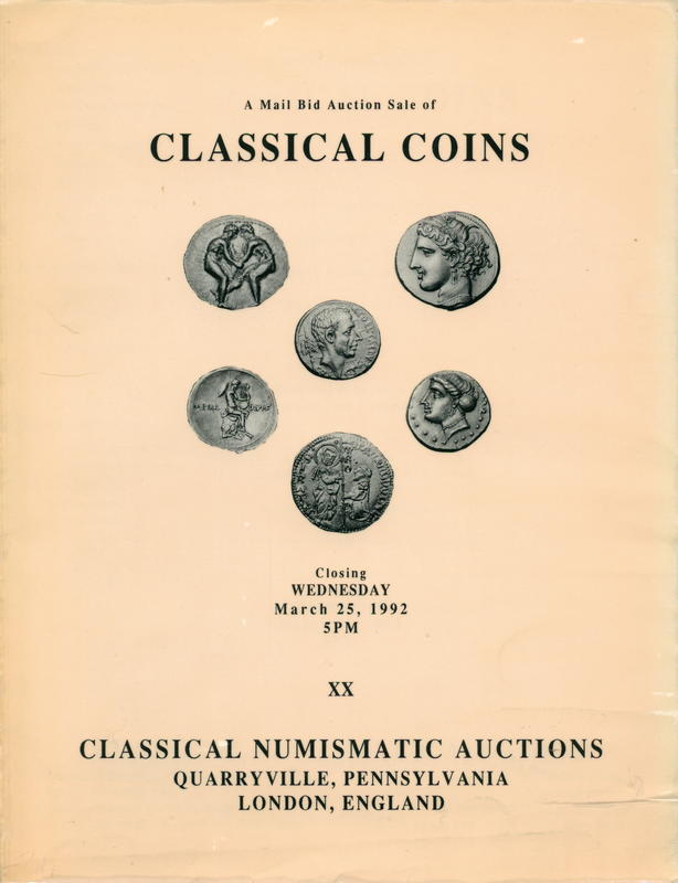 A mail bid auction sale of classical coins featuring cover