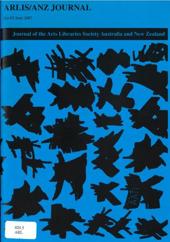 ARLIS/ANZ journal : journal of the Arts Libraries Society Australia and New Zealand cover