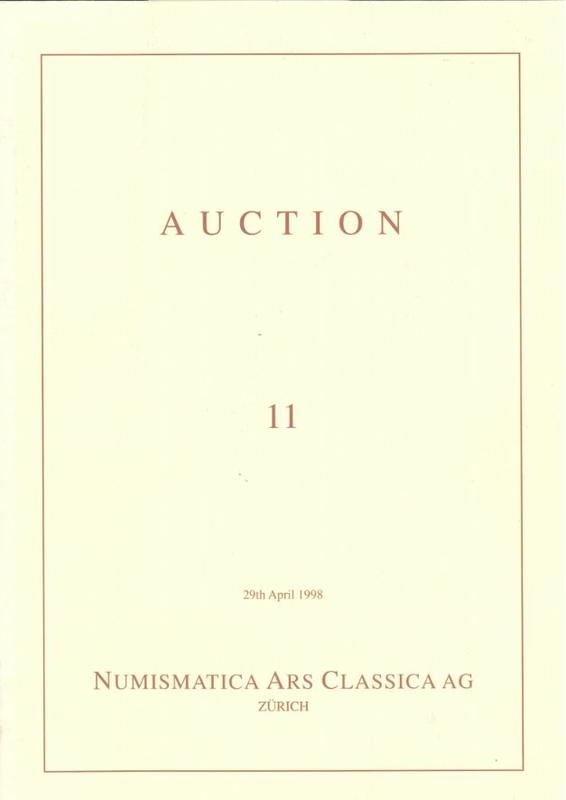 Auction 11, 29th April 1998 : Greek, Roman and Byzantine coins / Numismatica Ars Classica cover