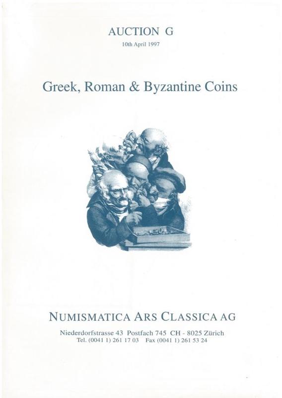 Auction G, 10th April 1997 : Greek, Roman and Byzantine coins / Numismatica Ars Classica cover