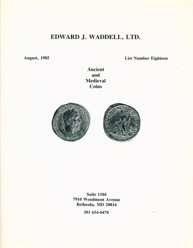 Ancient and Medieval coins : list number eighteen, August, 1985 cover