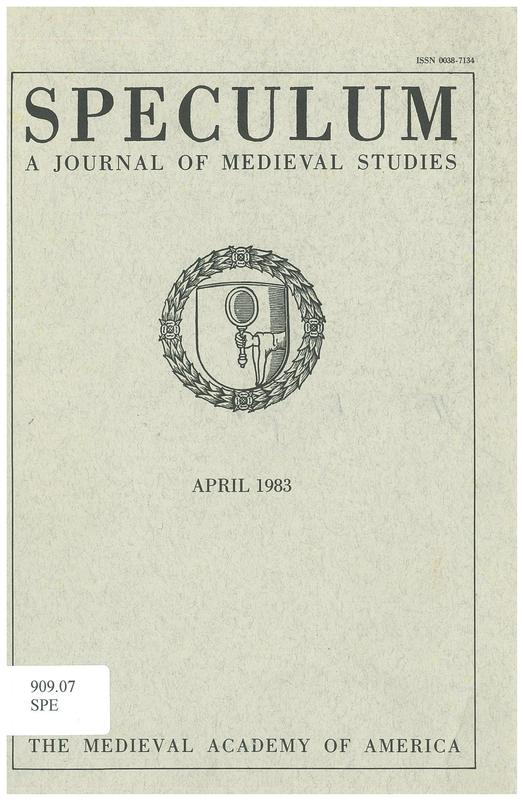 Speculum : a journal of medieval studies cover
