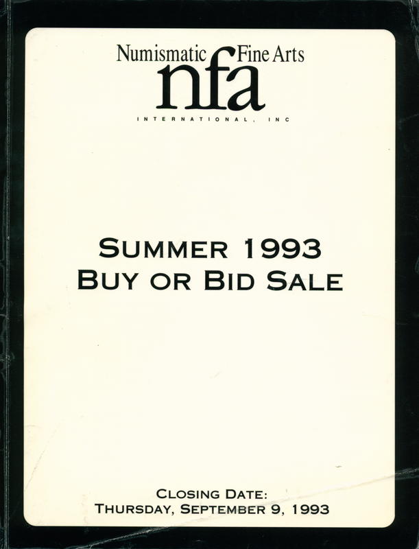Numismatic Fine Arts first annual buy or bid sale cover