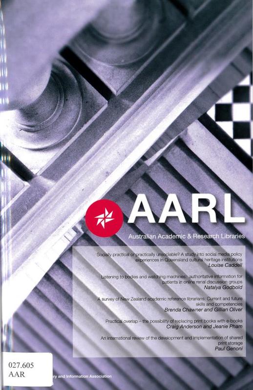 Australian academic and research libraries : AARL cover