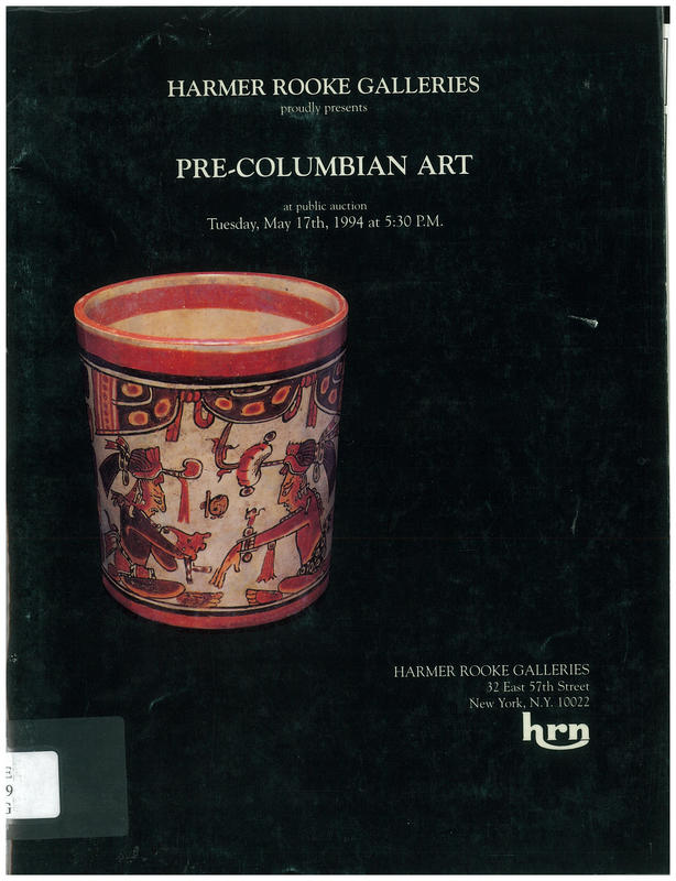 Pre-Columbian art at live public auction / Harmer Rooke Galleries cover