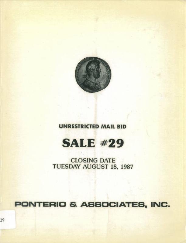 Ponterio and Associates presents sale number 29 : comprised of Mexican currency, world currency, ancient coinage, world gold coins, world crowns and minors, West Indies, treasure coins cover