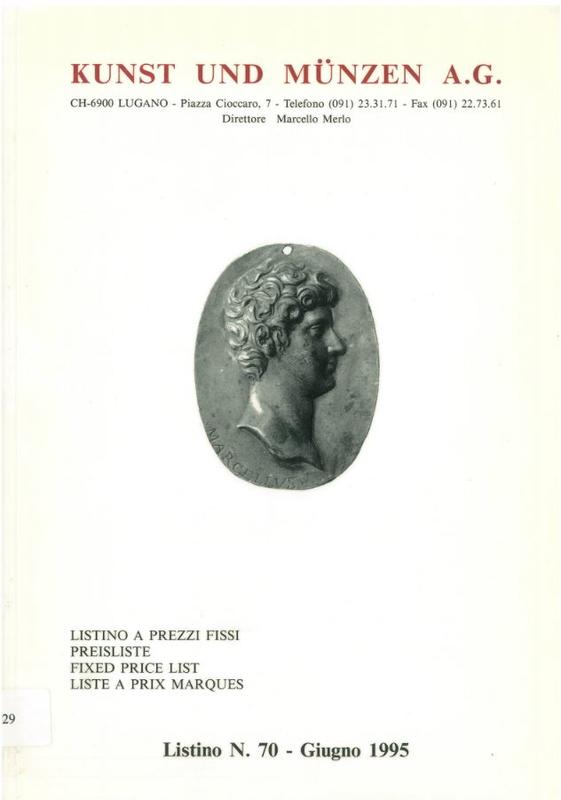 Kunst und Munzen fixed price list number 70, June 1995 / Kunst und Munzen A.G. cover