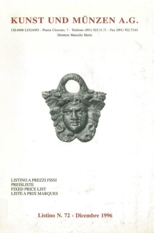 Kunst und Munzen fixed price list number 72, December 1996 / Kunst und Munzen A.G. cover
