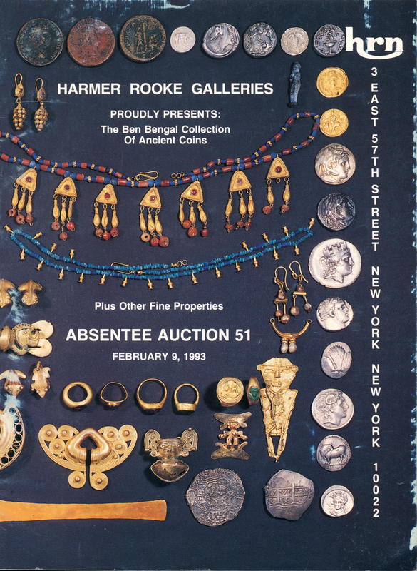 Absentee auction 51 featuring The Ben Bengal Collection of ancient coins plus other fine properties : classical antiquities, Pre-Columbian art, Roman glass, ethnographic art, North American paleopoints, oriental art cover