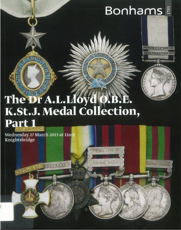 The Dr. A. L. Lloyd O.B.E K.St.J. Medal Collection : part 1 / Bonhams 1793 Limited cover