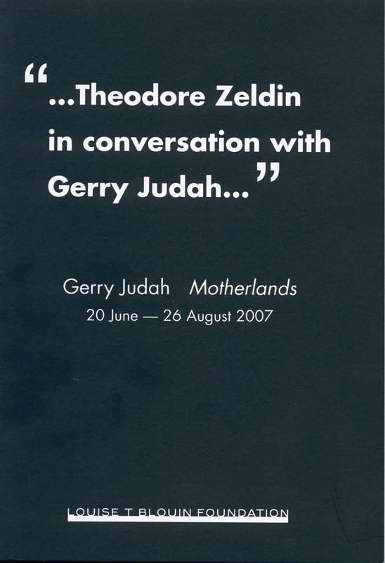"… Theodore Zeldin in conversation with Gerry Judah…" cover